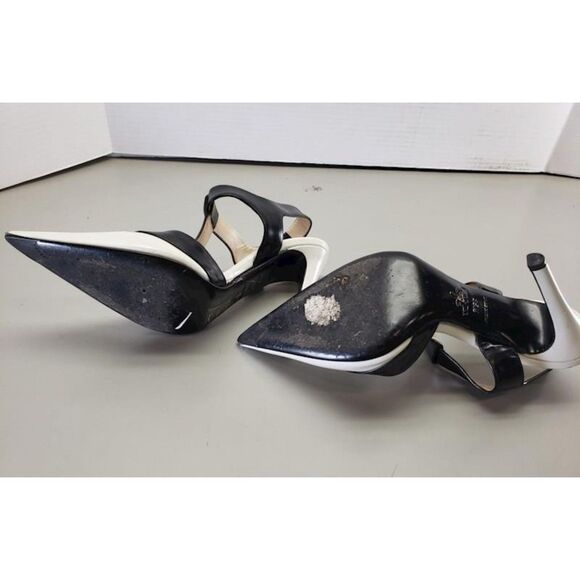 Women's Prada Black White Leather T-Strap Pumps Heels Sz. 35.5 (5) W/ COA - Picture 5 of 6